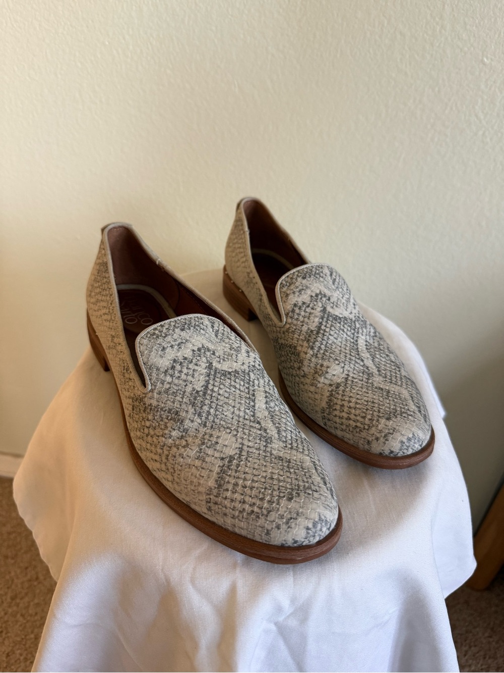Franco Sarto Snake Print Leather Loafers